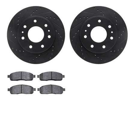 Dynamic Friction Company Front Brake Rotors-Drilled and Slotted-Black with 5000 Advanced Brake Pads 8502-54160